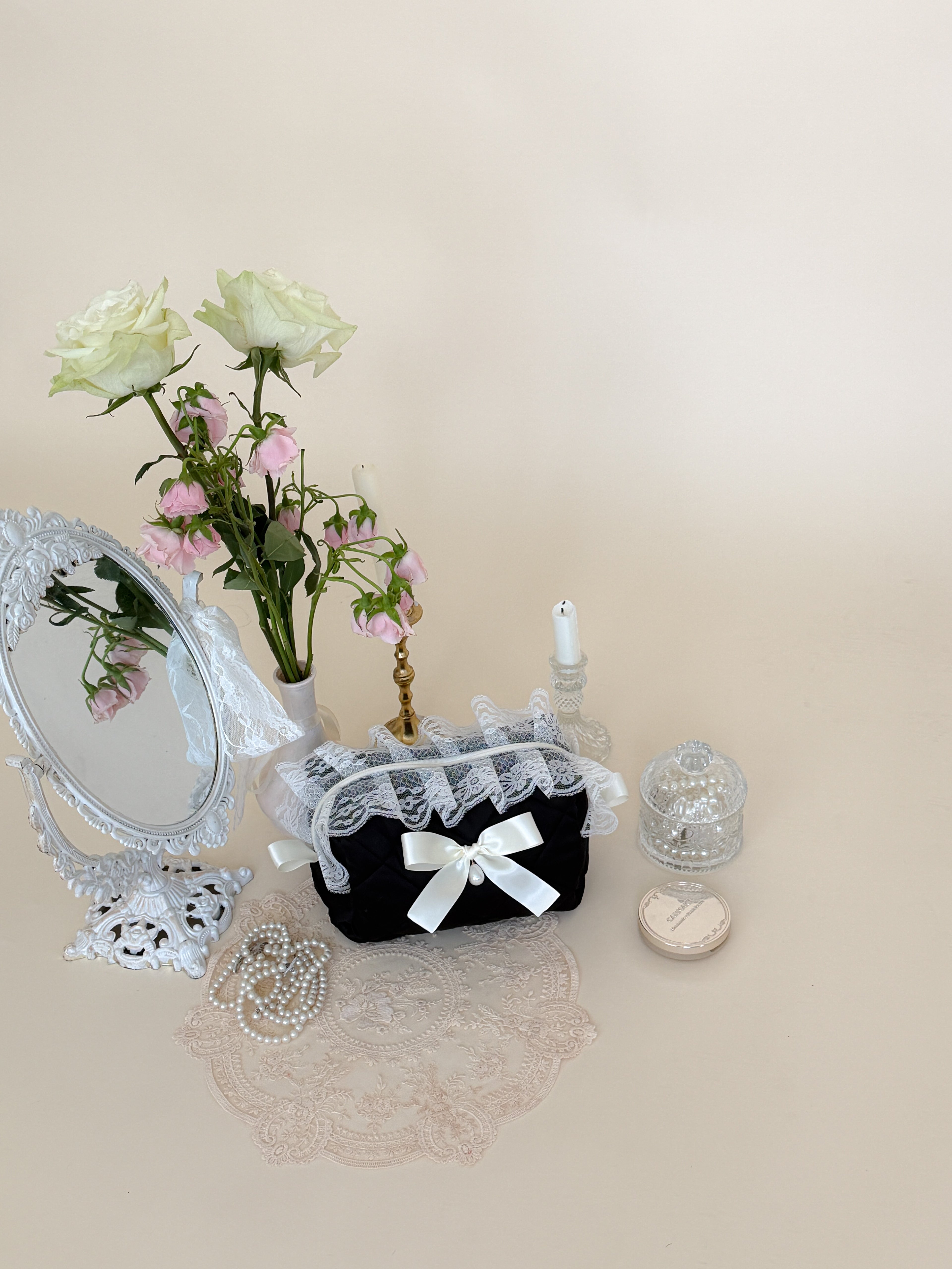 Zarina Quilted Satin Makeup Bag