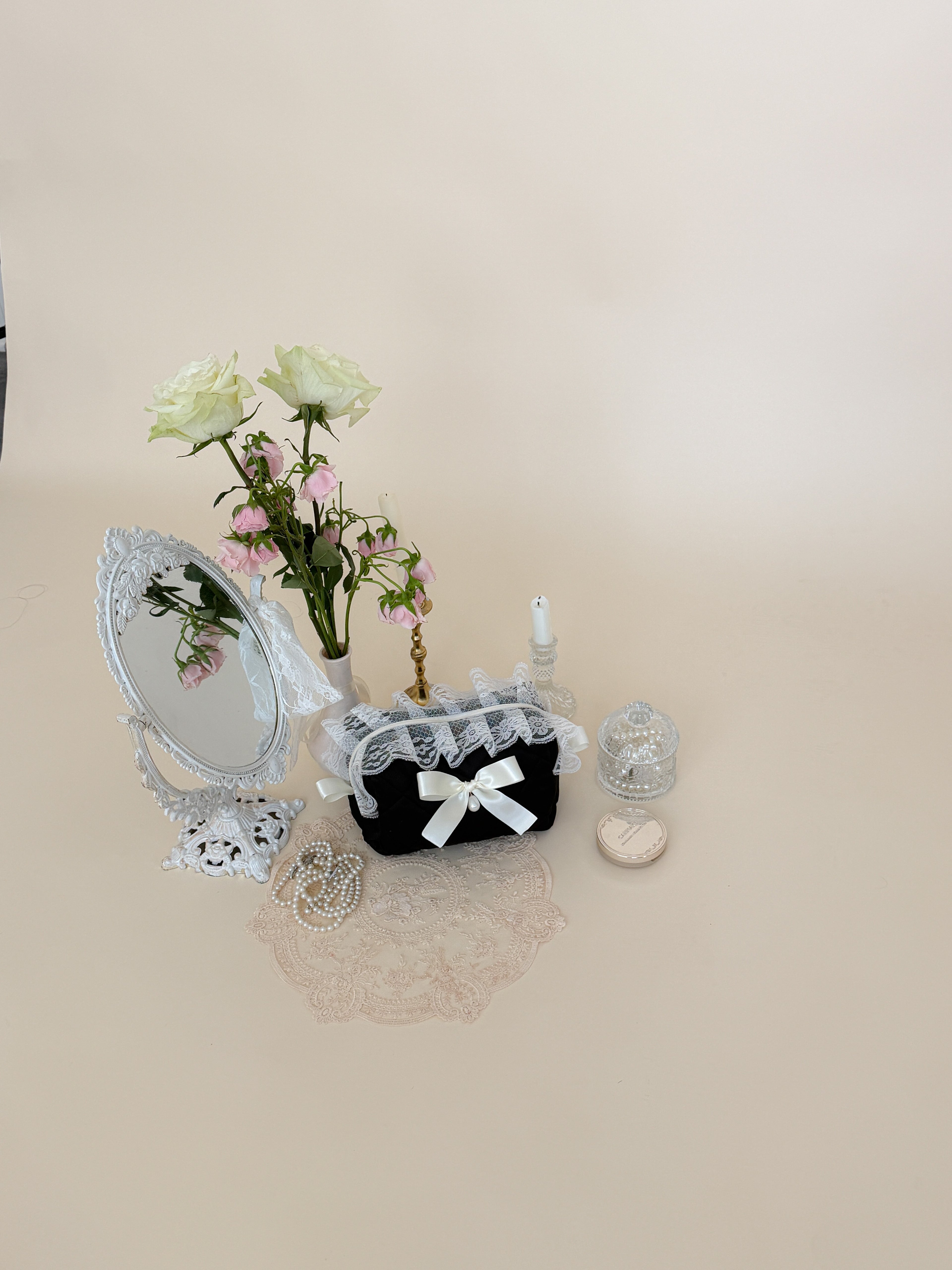 Zarina Quilted Satin Makeup Bag