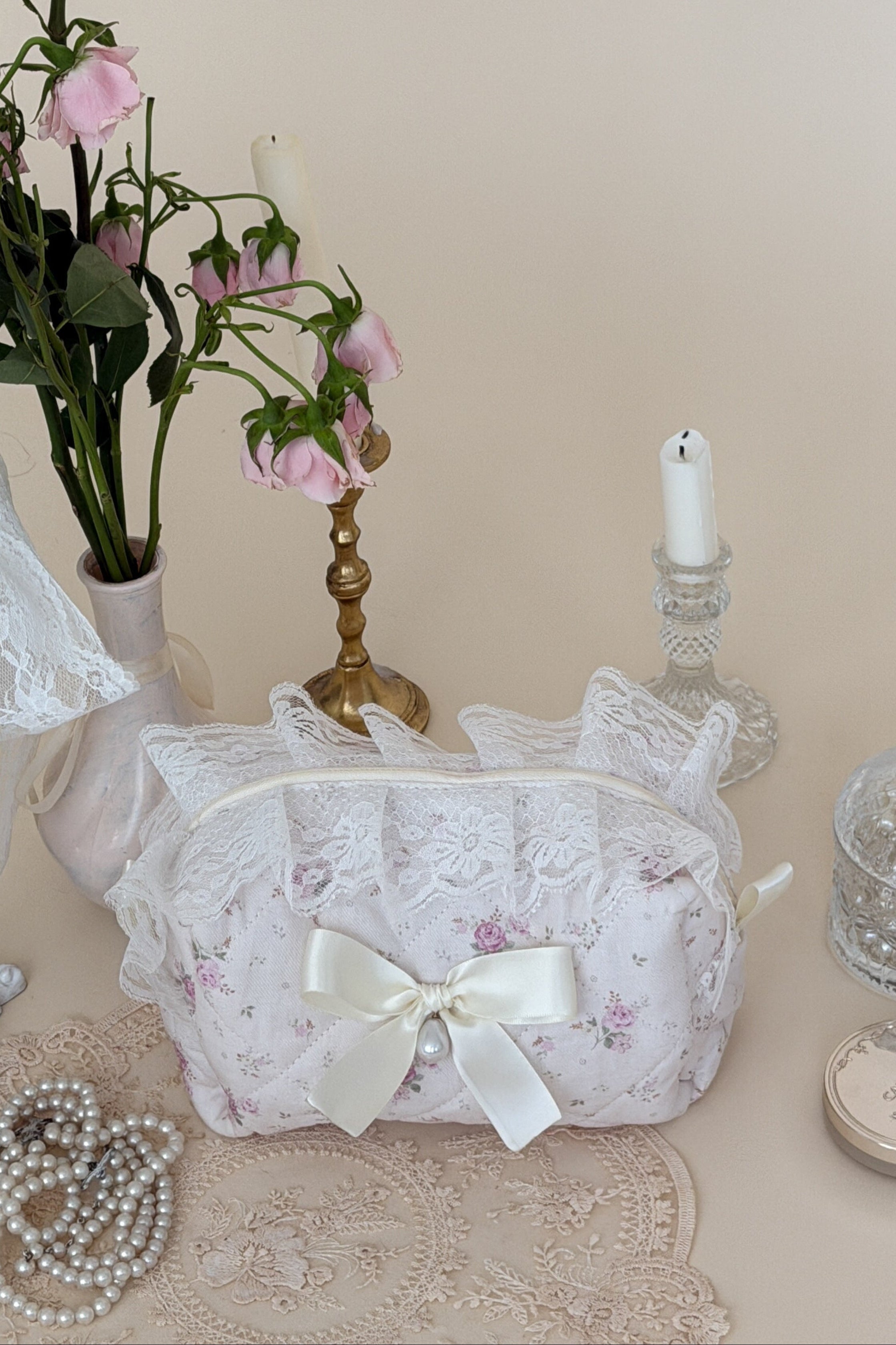 Zarina Floral Cotton Makeup Bag