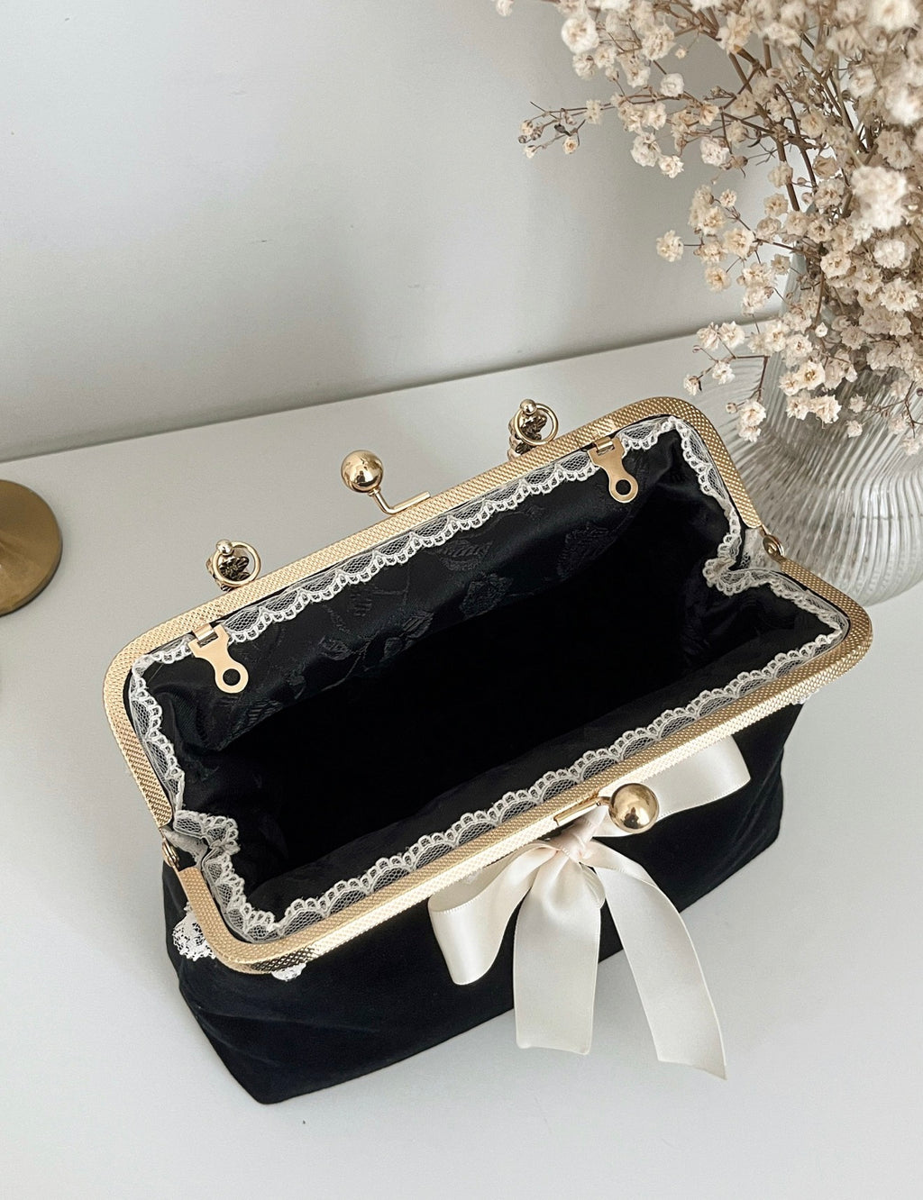 Black Velvet Celestine Clasp Bag