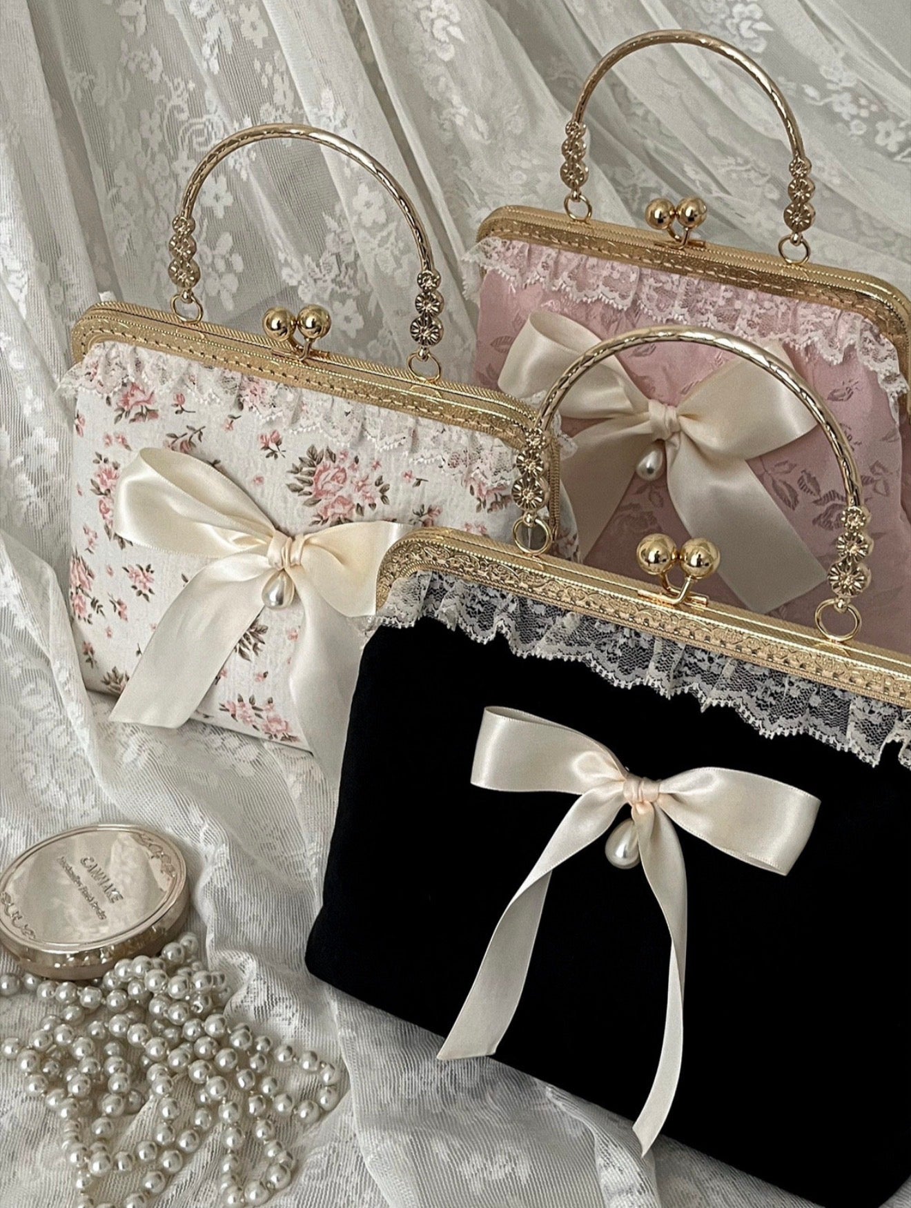 Black Velvet Celestine Clasp Bag