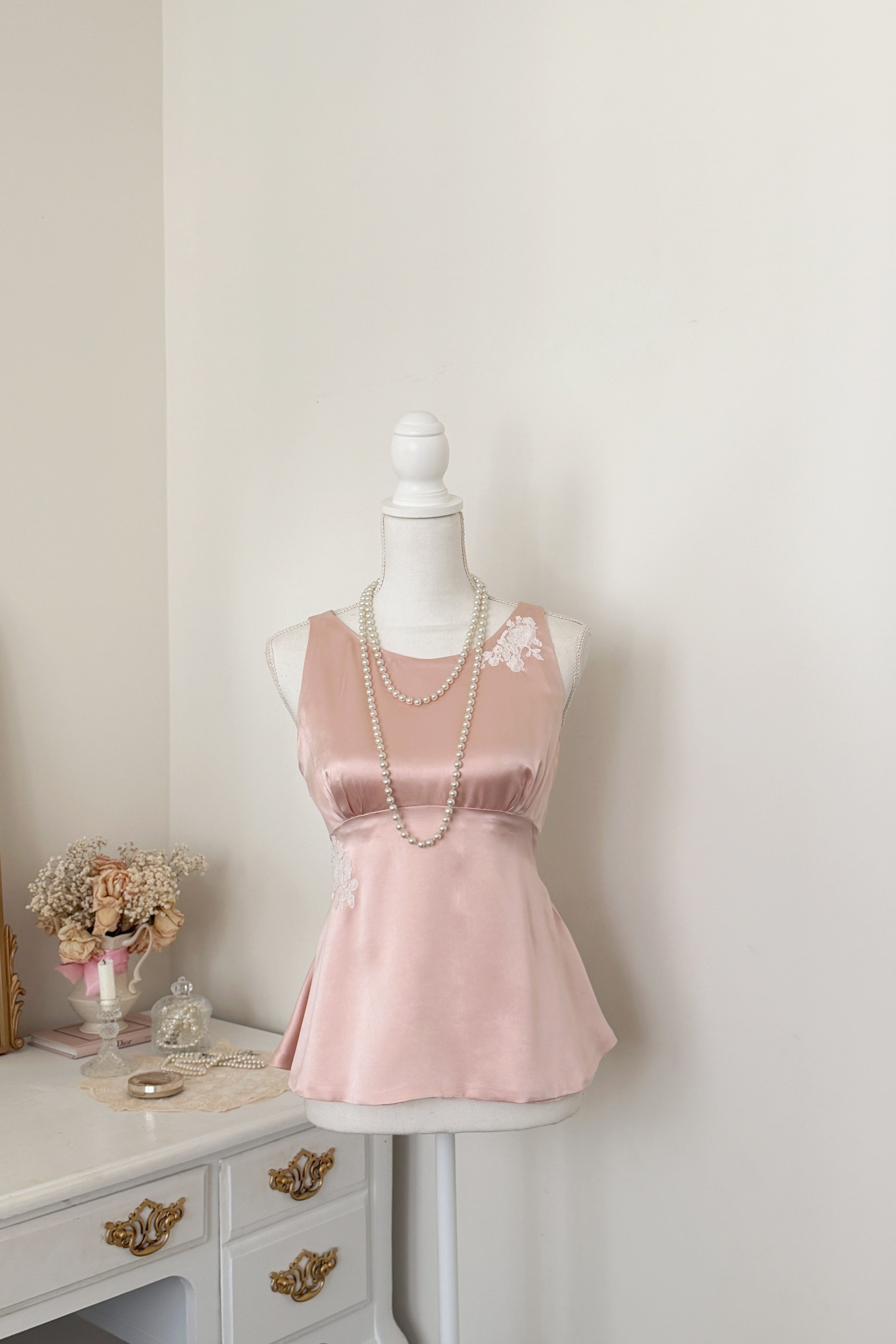 Audrey Silk Top in Blush Pink