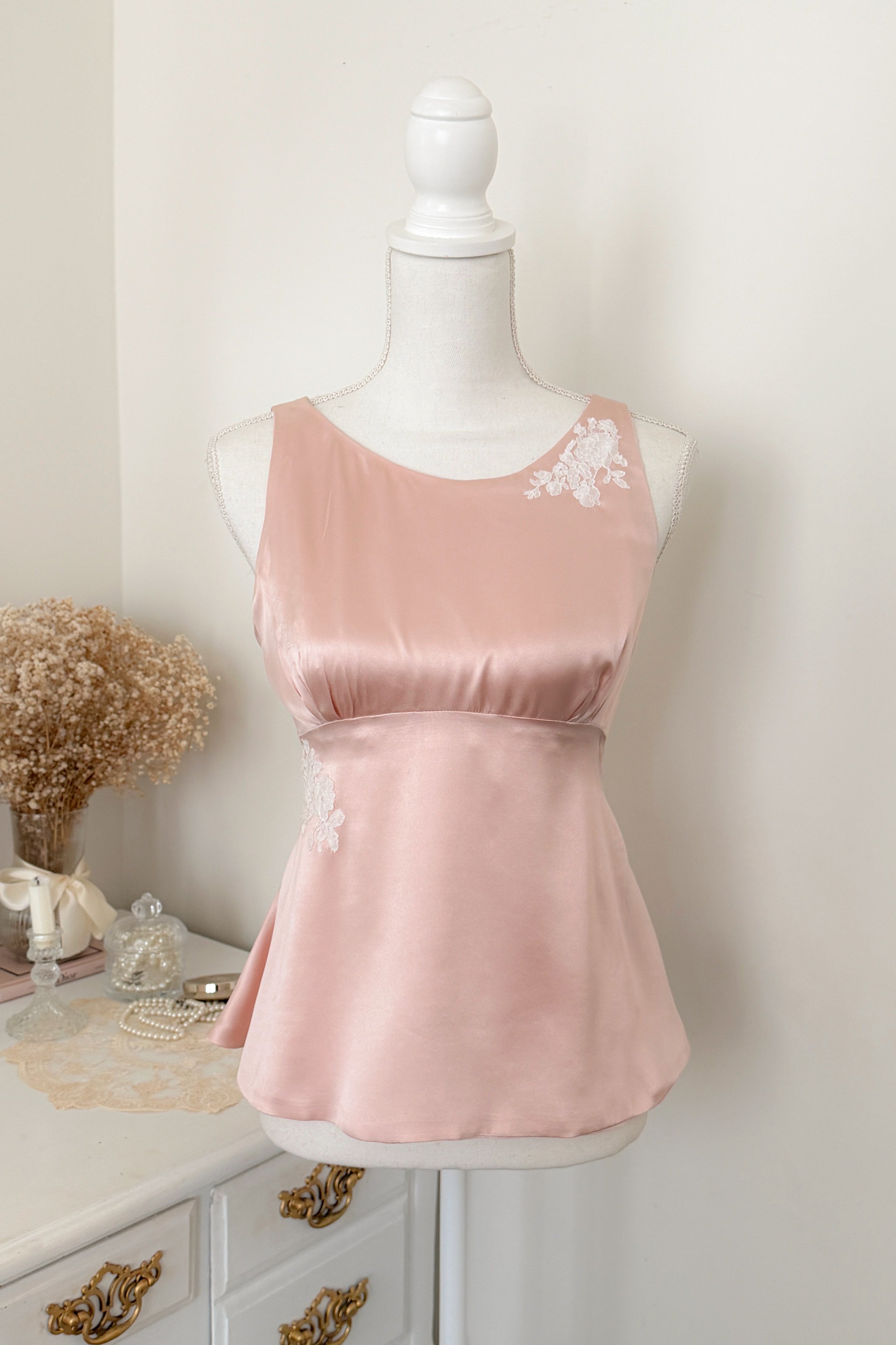 Audrey Silk Top in Blush Pink