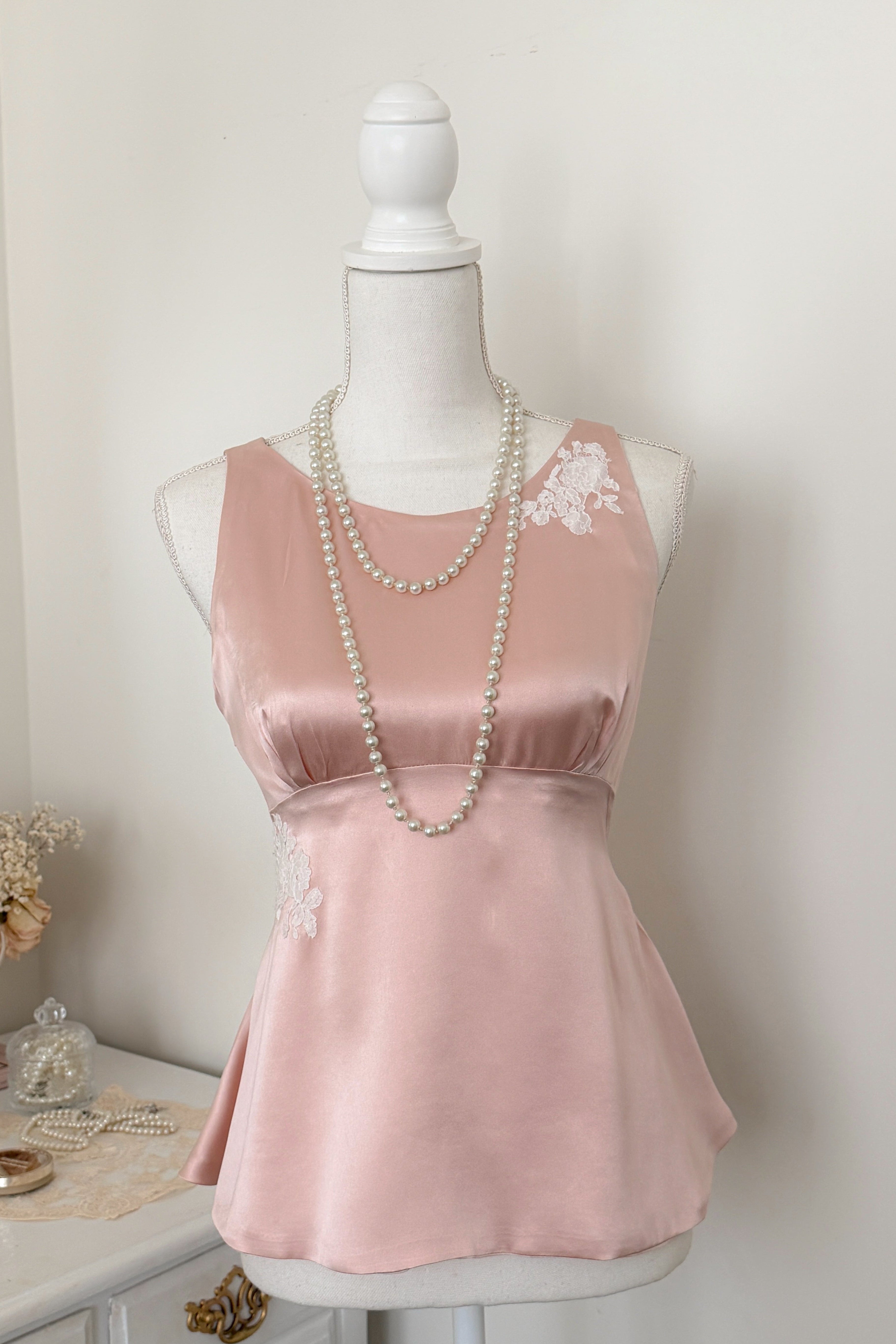 Audrey Silk Top in Blush Pink
